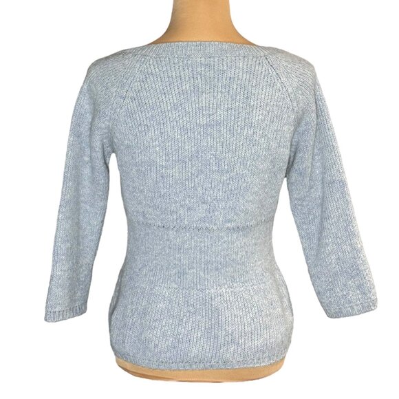 Vintage Prada Wool Cardigan SZ 6  Blue Fitted Preppy Luxury Old Money Preppy - Picture 2 of 12